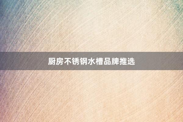厨房不锈钢水槽品牌推选